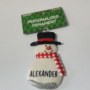 Ganz Personalized Snowman Ornament - White and Red Alexander